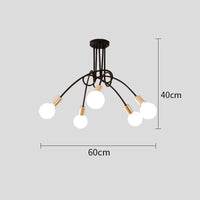 Plafonnier Cuisine Branches 3 ou 5 Lampes E27, Noir, Blanc ou Doré