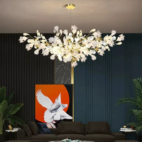 Suspension Cuisine Feuilles de Ginkgo Doré, Céramique ou Acrylique, à la Pièce