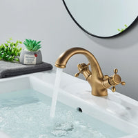Mitigeur Lavabo Rétro Double Poignée Croisillons Laiton, 5 Finitions