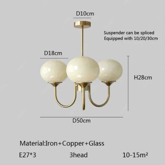 Suspension Cuisine Lustre Verre Rose, 3 ou 5 Têtes, Doré ou Chromé