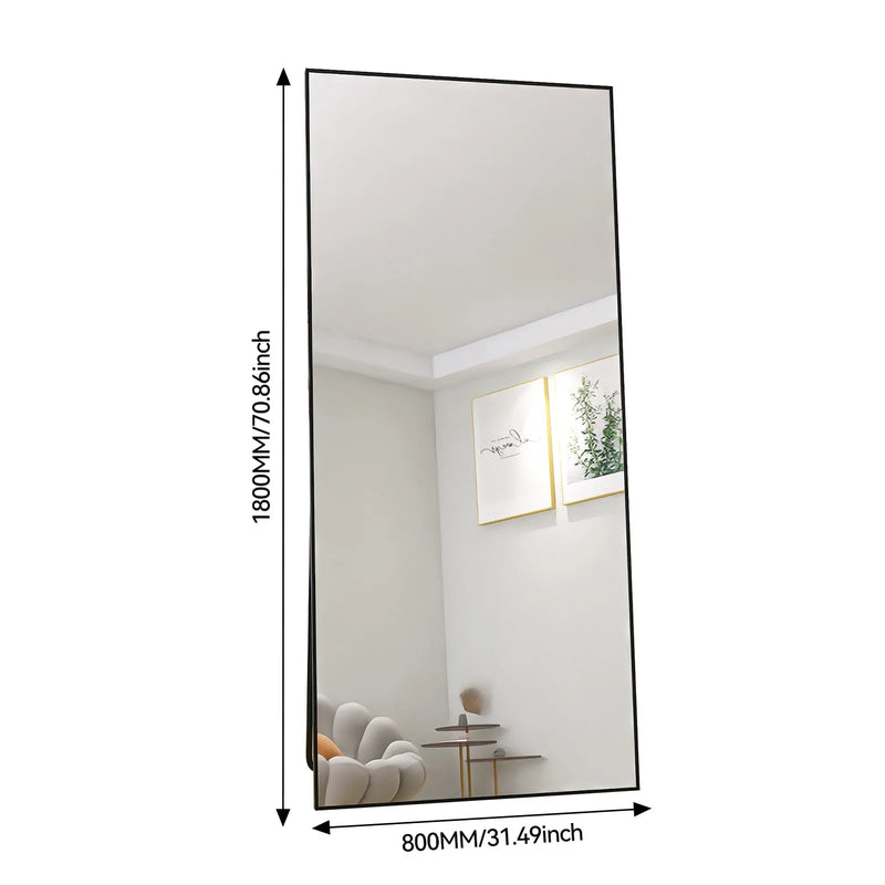 Miroir sur Pied XXL Noir ou Doré Verre Trempé