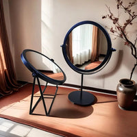 Miroir de Table Rond Rotatif en Métal Doré ou Noir, 17 cm