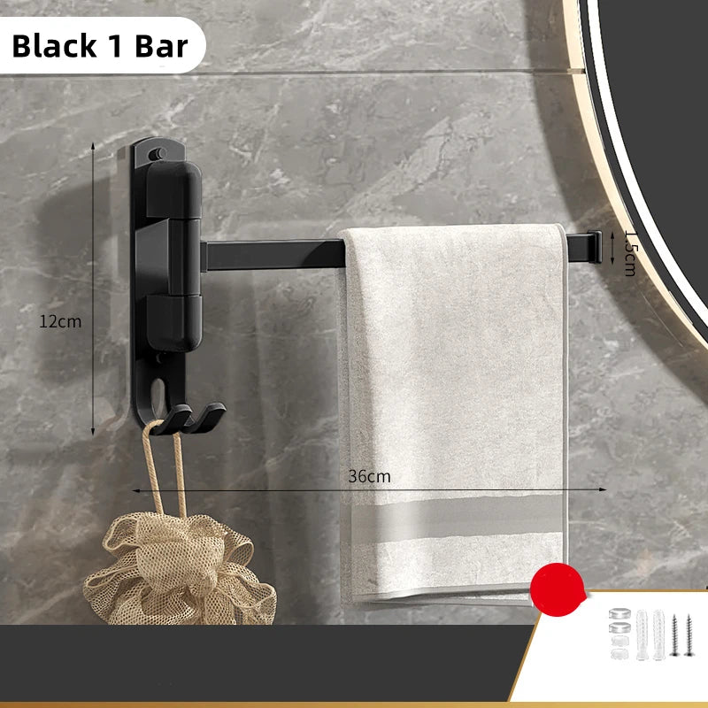 Porte-Serviette Pivotant Mural Inox Noir ou Blanc, 1 à 5 Barres