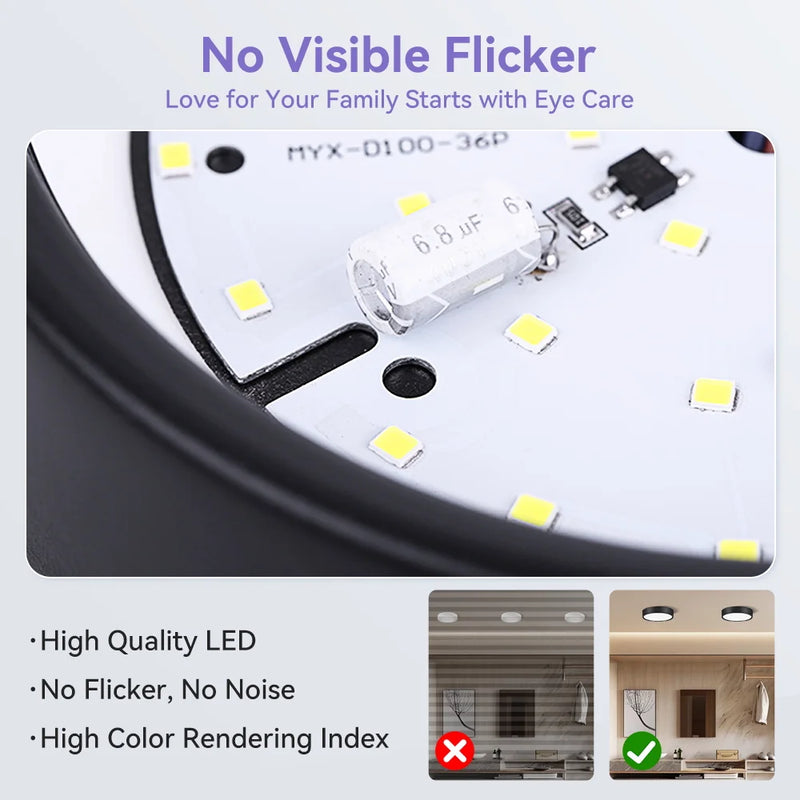Plafonnier LED Cuisine en Saillie Rond Doré Noir Blanc 8 à 14 cm