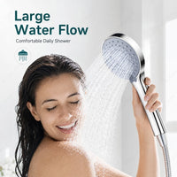 Pommeau de Douche Portable 5 Jets Haute Pression Gris Argent