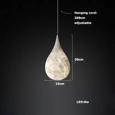 Suspension Cuisine Goutte en Résine Effet Pierre, LED 5 à 10 W