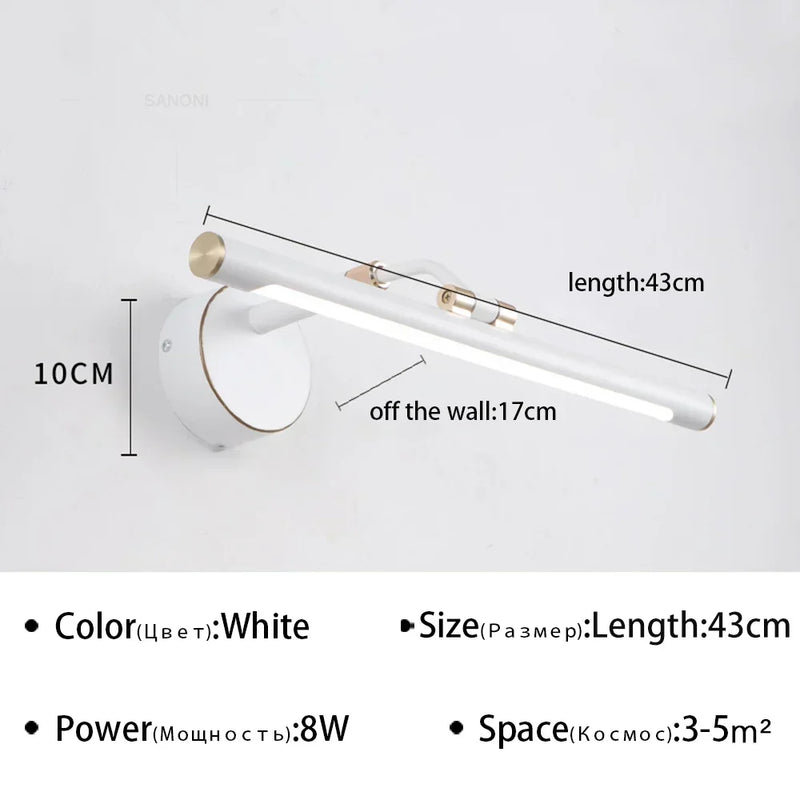 Applique Miroir Salle de Bain LED à Bras Réglable, 43 à 73 cm