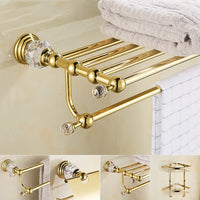Accessoires Salle de Bain Doré Cristal Frise Grecque à la Pièce, 14 Articles