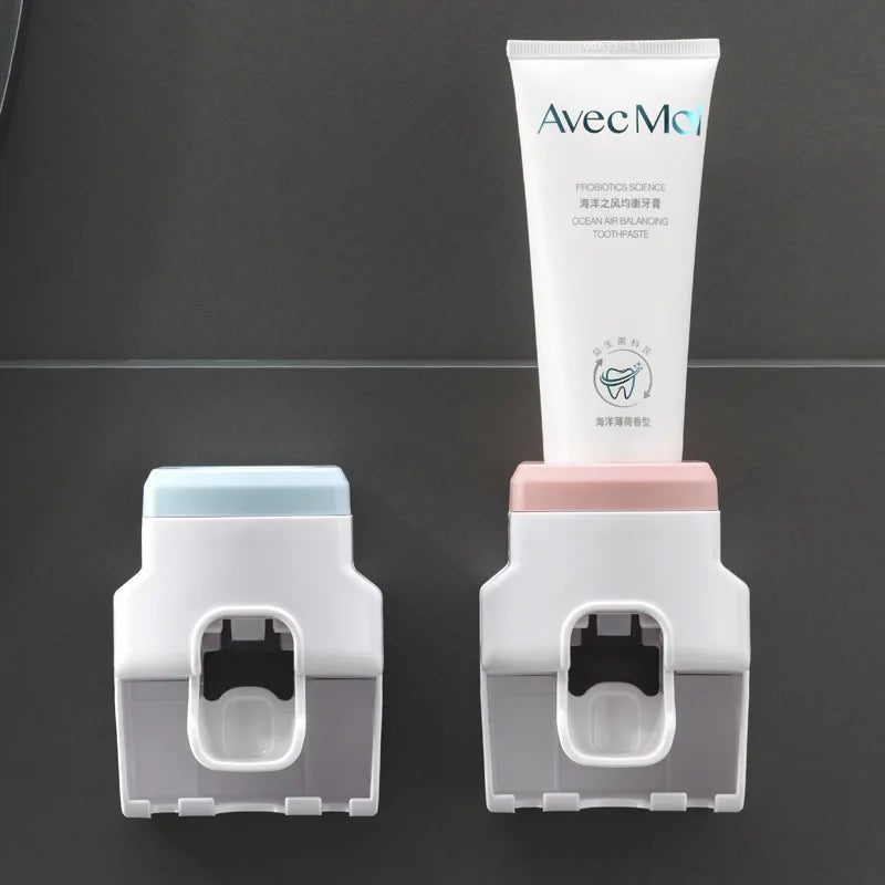 Distributeur de Dentifrice Mural Automatique avec Porte-Brosses, 4 Coloris, 7,5 x 10 cm
