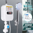 Mini Chauffe-Eau Instantané 3 500 W avec Douchette, Écran LCD et Flexible Inox