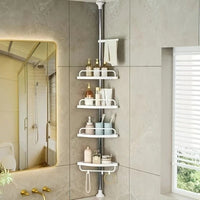 Étagère d'Angle de Douche Télescopique 4 Niveaux Sol-Plafond