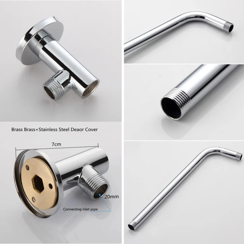 Bras de Douche Mural Inox 33 à 48 cm, Noir ou Chromé