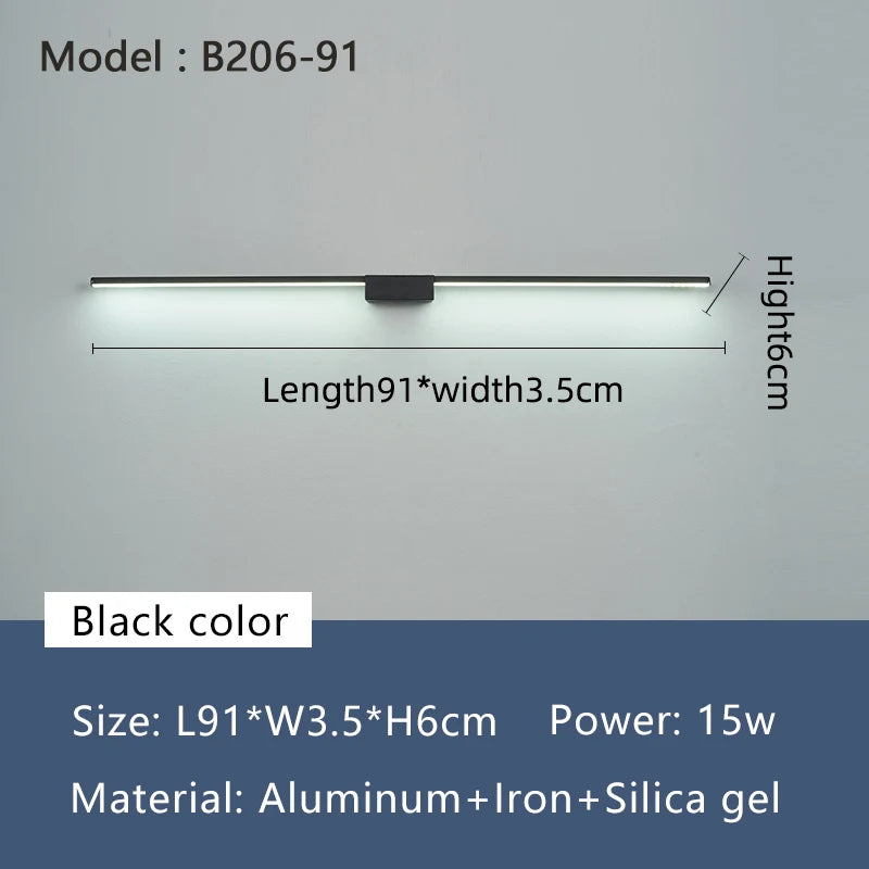 Réglette LED Miroir Salle de Bain Noire ou Dorée