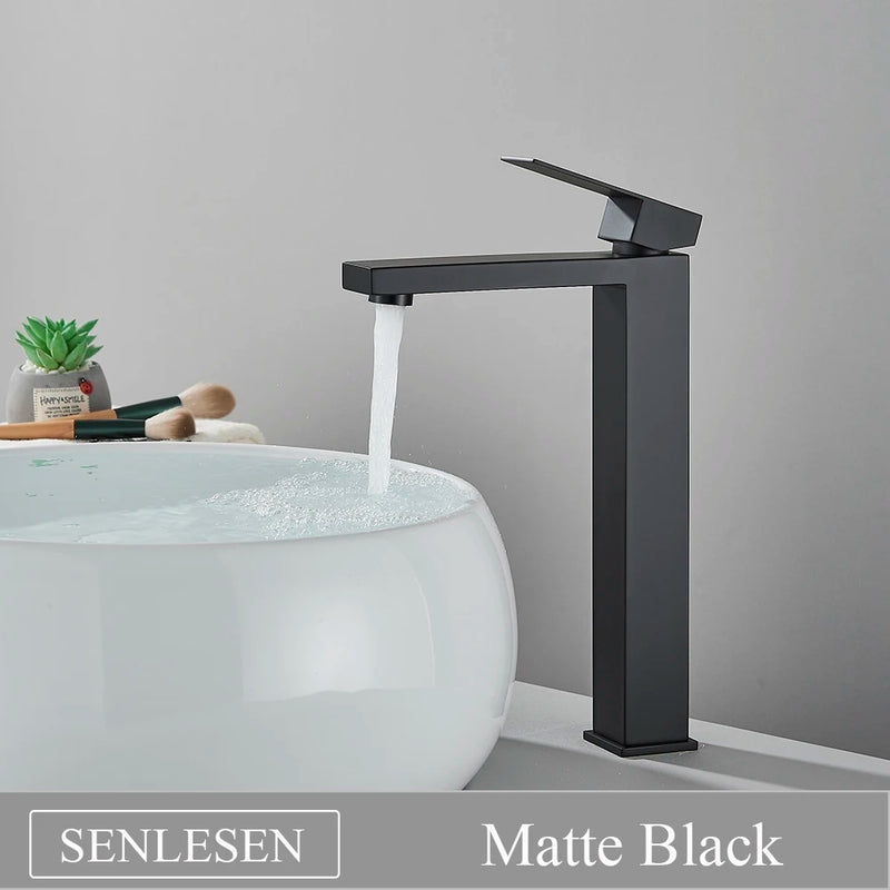 Mitigeur Lavabo Design Carré, Bas et Haut, 5 Finitions