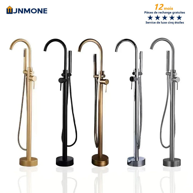 Robinet Baignoire sur Pied Autoportant avec Douchette, Hauteur 130 cm, 5 Finitions