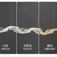 Suspension Cuisine Vague Acrylique Dorée LED, 100 ou 120 cm