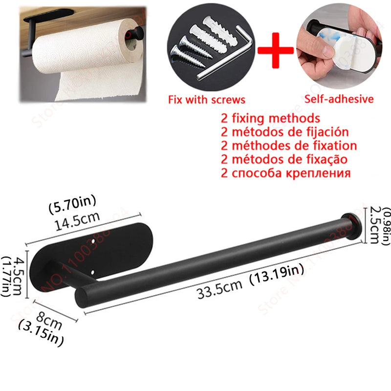 Accessoires Salle de Bain Adhésifs Sans Perçage Noir, Doré ou Argent à la Pièce, 24 Articles