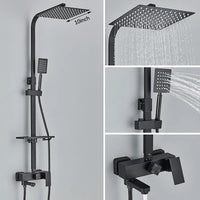 Colonne de Douche Carrée 3 ou 4 Voies avec Bec de Bain