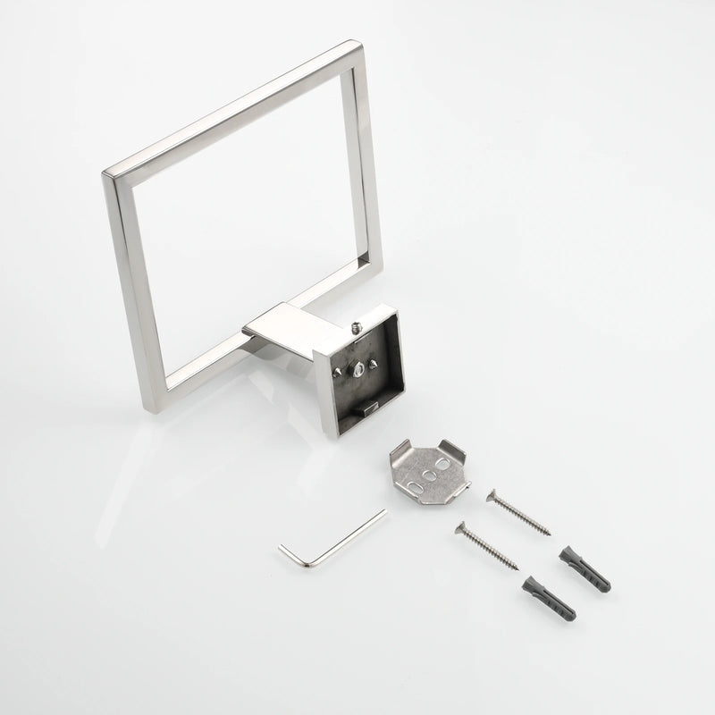 Porte-Serviette Anneau Carré Mural en Inox 304, 4 Finitions