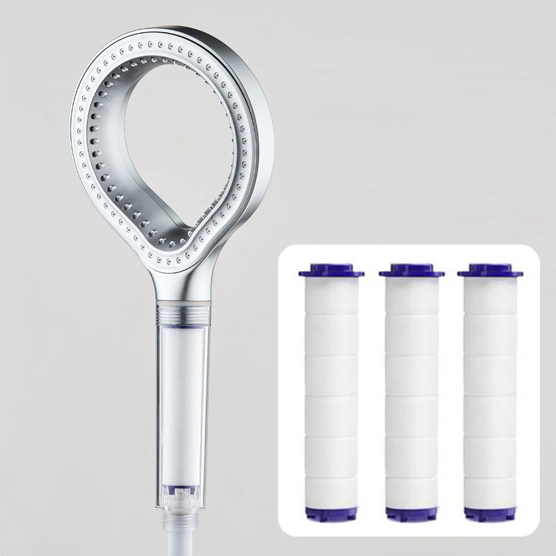 Pommeau de Douche Anneau Creux avec Filtre, Noir, Gris ou Argenté