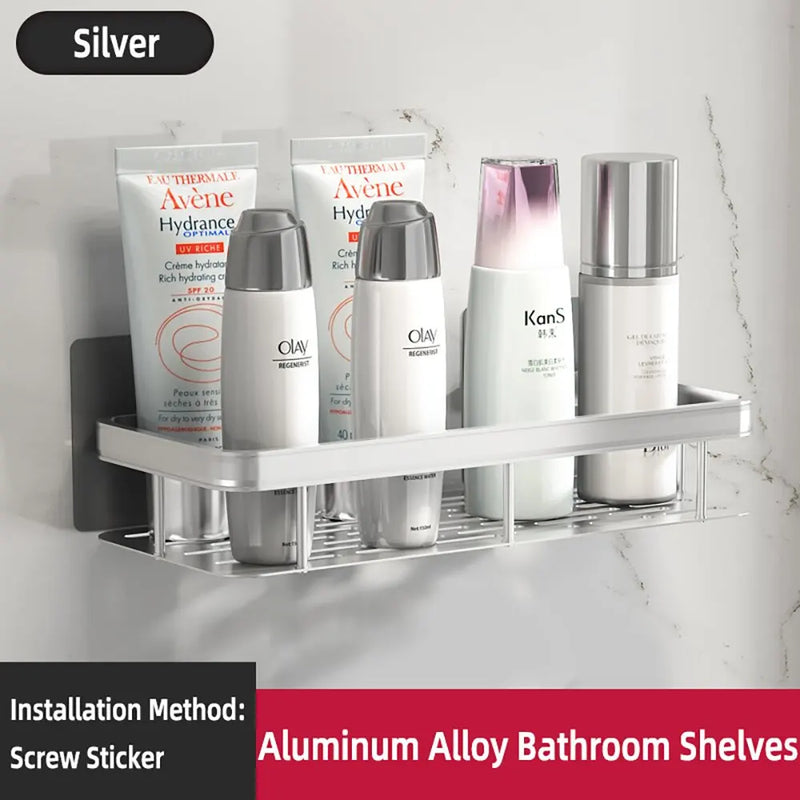 Étagère de Douche d'Angle Aluminium Noir