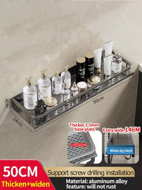 Étagère Murale Salle de Bain Aluminium Noir ou Gris 30-50 cm