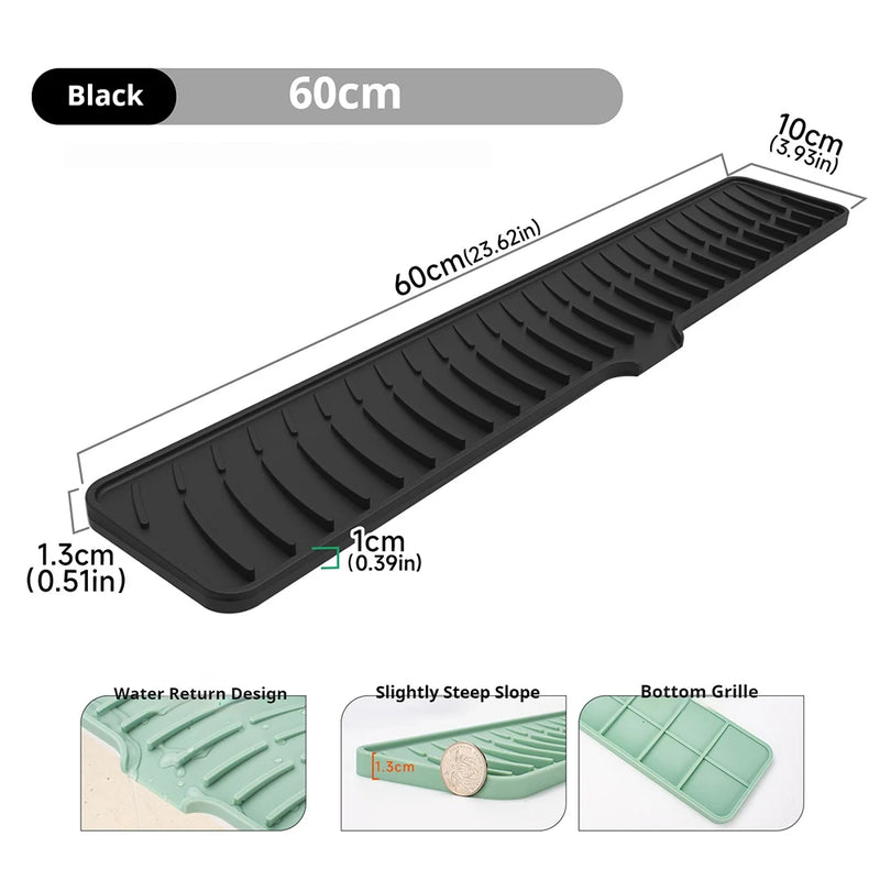 Tapis Égouttoir Silicone pour Évier à Pente Douce, 42 ou 60 cm