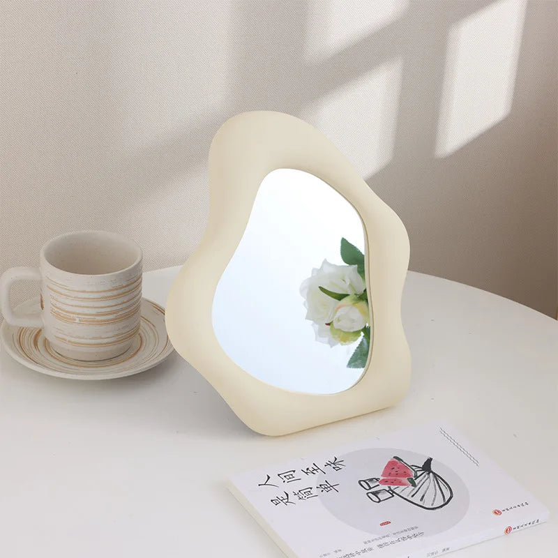 Miroir de Table Organique Cadre Ondulé, 5 Coloris, 25 x 20 cm