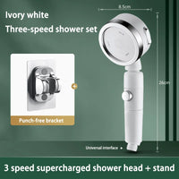 Pommeau de Douche à Tête Pivotante 360°, 3 Modes et Bouton Stop