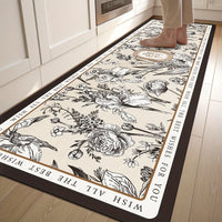 Tapis de Cuisine Vintage à Motif Floral Antidérapant, Lot de 2 ou à la Pièce