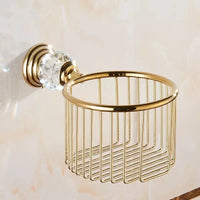 Accessoires Salle de Bain Dorés à Cristal en Laiton à la Pièce, 12 Articles