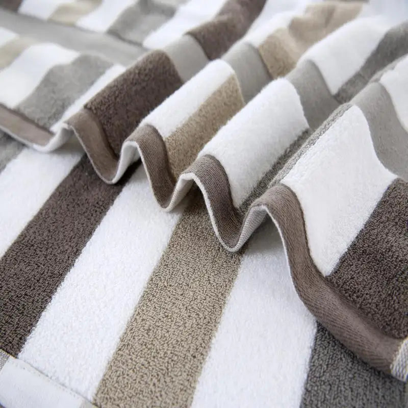 Serviette de Bain Éponge Rayée 70 x 140 cm en 4 Coloris