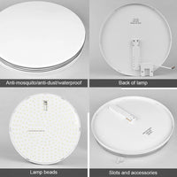 Plafonnier Cuisine LED Ultra-Plat Rond ou Carré, 18 à 48 W, Liseré Argenté