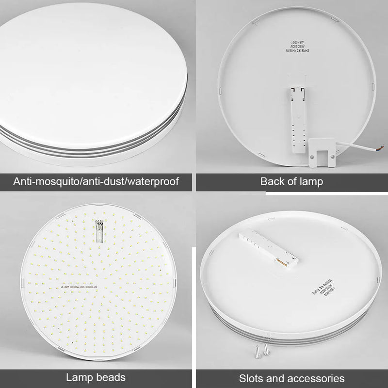 Plafonnier Cuisine LED Ultra-Plat Rond ou Carré, 18 à 48 W, Liseré Argenté