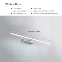 Applique Salle de Bain LED Noire ou Blanche, 40 ou 60 cm