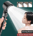 Pommeau de Douche Filtrant Massant 3 Modes, Gris ou Noir, avec Cartouches