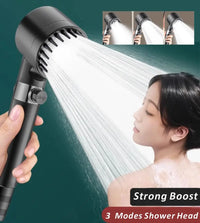 Pommeau de Douche Filtrant Massant 3 Modes, Gris ou Noir, avec Cartouches