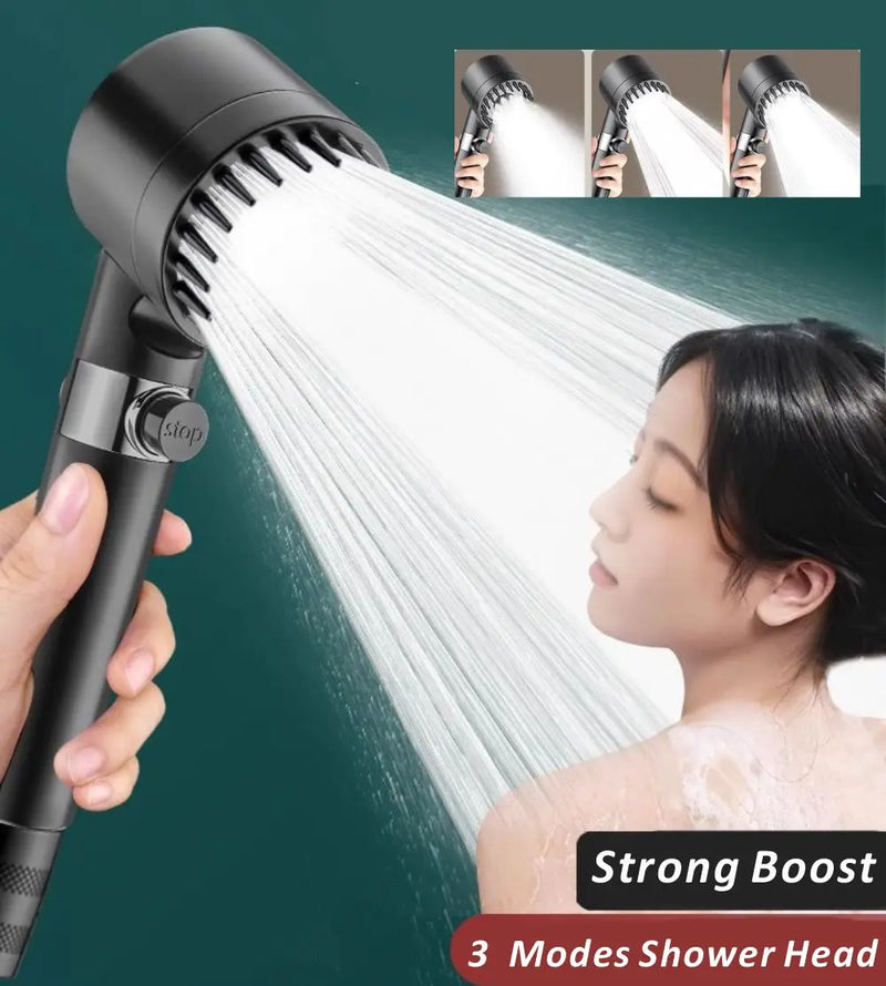 Pommeau de Douche Filtrant Massant 3 Modes, Gris ou Noir, avec Cartouches