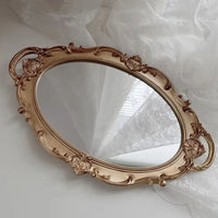 Plateau Miroir Ovale Rangement Bijoux Style Vintage