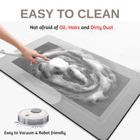 Tapis de Cuisine Diatomite Antidérapant Gris à Bordure Claire, 3 Teintes