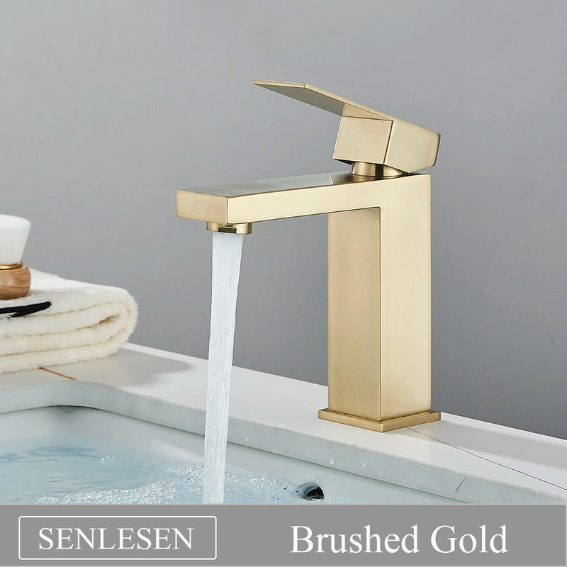 Mitigeur Lavabo Design Carré, Bas et Haut, 5 Finitions