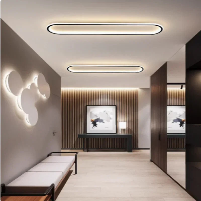 Plafonnier Cuisine LED Ovale Noir Moderne, 40, 60 ou 80 cm