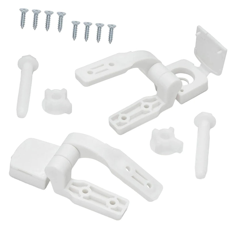 Charnière d'Abattant WC Blanche en Plastique, Jeu de 2 avec Boulons