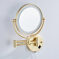 Miroir Grossissant Mural LED Double Face en Laiton 3x ou 5x