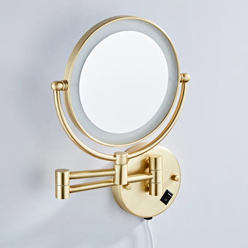 Miroir Grossissant Mural LED Double Face en Laiton 3x ou 5x