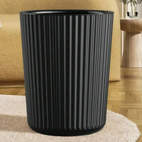 Poubelle Salle de Bain Ronde Rayée Noire ou Blanche, 3 Tailles