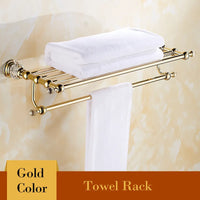 Ensemble d'Accessoires de Salle de Bain Doré à Cristaux