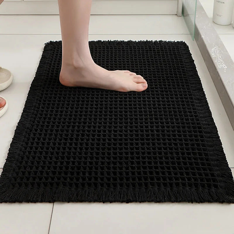 Tapis de Bain à Pompons Antidérapant Ultra Absorbant