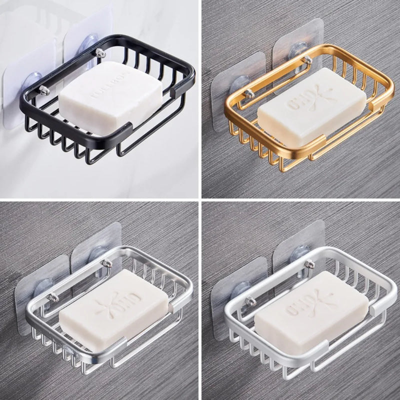 Porte-Savon Mural Aluminium sans Perçage à Grille de Drainage 13 cm