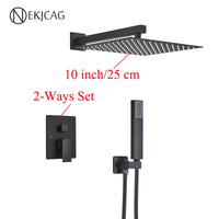 Douche Encastrable 2 Voies à Pommeau Carré, 25 à 40 cm, 4 Finitions